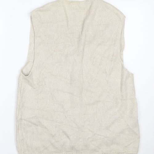 Marks & Spencer Women's Beige UK 12 Linen Blend Sleeveless V-Neck Cardigan