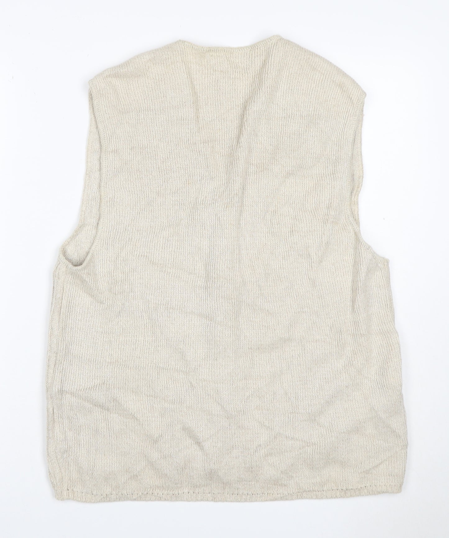 Marks & Spencer Women's Beige UK 12 Linen Blend Sleeveless V-Neck Cardigan