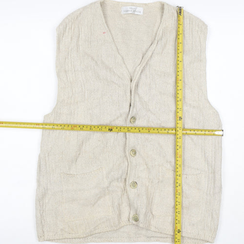 Marks & Spencer Women's Beige UK 12 Linen Blend Sleeveless V-Neck Cardigan