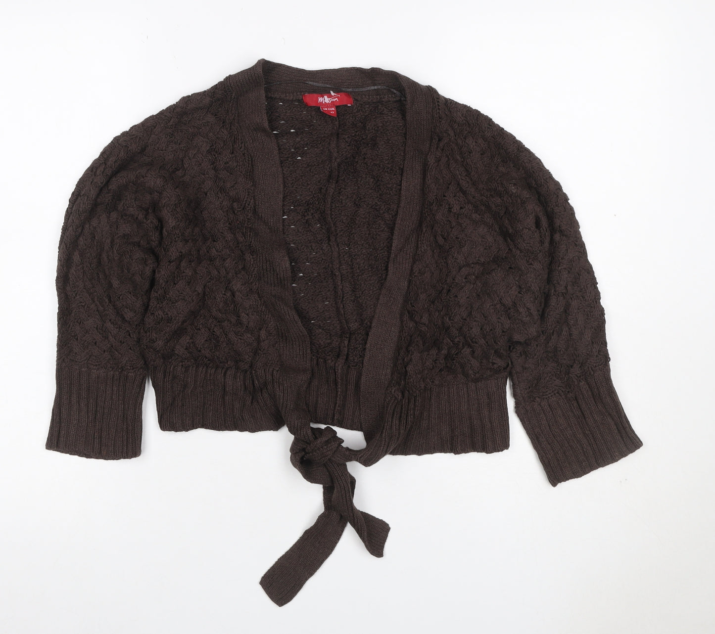Meymoon Women’s Brown UK 14 Cable Knit Tie Wrap Cardigan