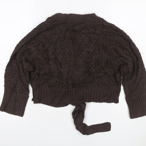 Meymoon Women’s Brown UK 14 Cable Knit Tie Wrap Cardigan