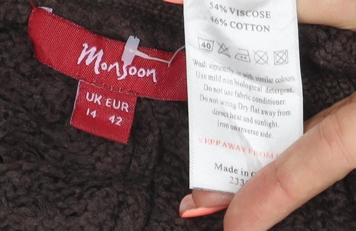 Meymoon Women’s Brown UK 14 Cable Knit Tie Wrap Cardigan