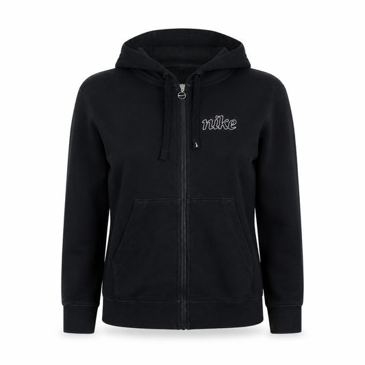 Front view of Nike Women’s Black S Dri-FIT Full Zip Logo Hoodie