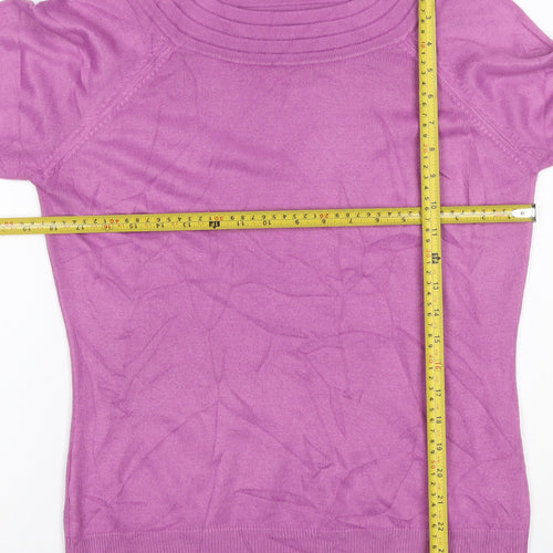 Marks and Spencer Women Purple UK 14 Boat Neck Raglan Button Jumper
