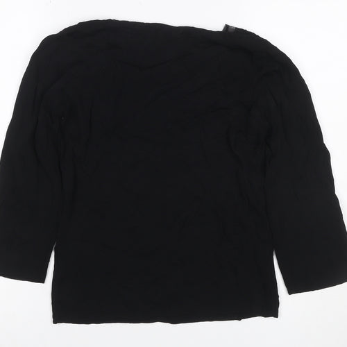 Pomodoro Women Black UK 4 Beaded Rhinestone 3/4 Sleeve Blouse