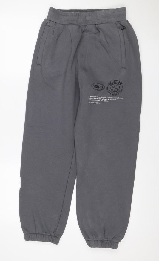 Mercier Men’s Grey S Jogger Sweatpants Cotton Blend Zip Pockets
