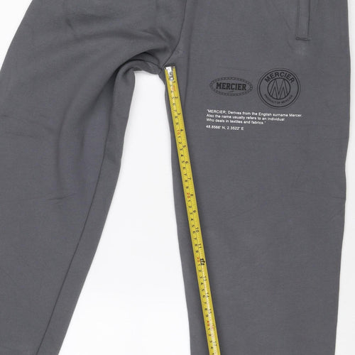 Mercier Men’s Grey S Jogger Sweatpants Cotton Blend Zip Pockets