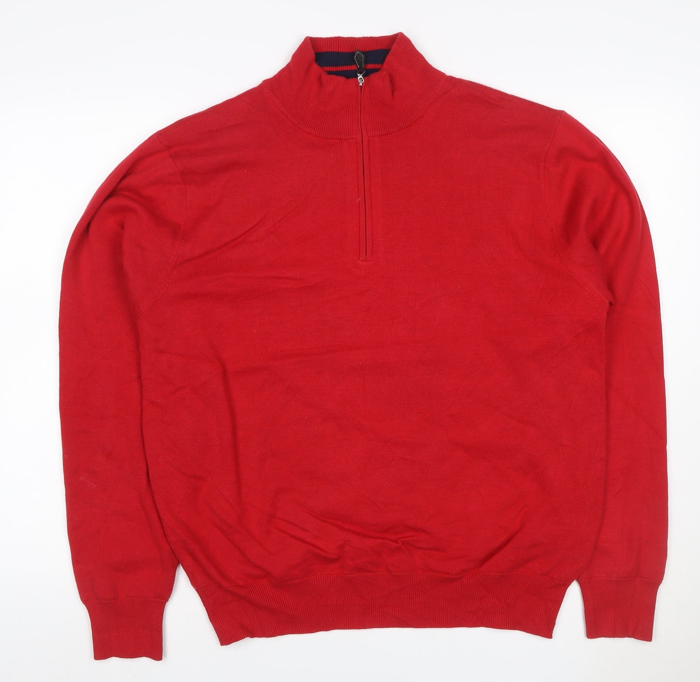 Cutter & Buck Men’s Red M 1/4 Zip High Neck Cotton Blend Jumper