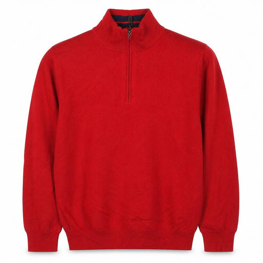 Cutter & Buck Men’s Red M 1/4 Zip High Neck Cotton Blend Jumper