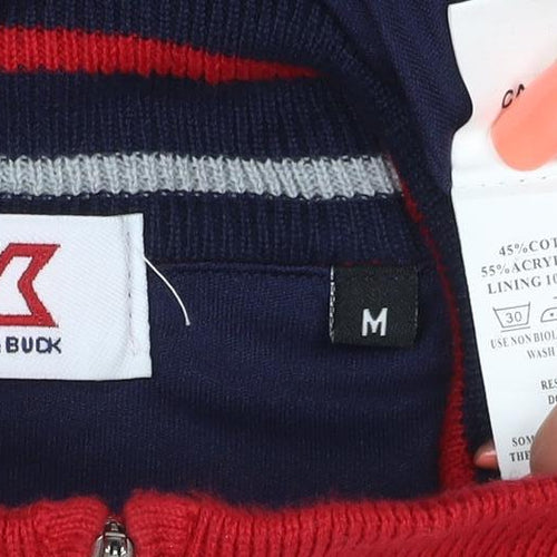 Cutter & Buck Men’s Red M 1/4 Zip High Neck Cotton Blend Jumper