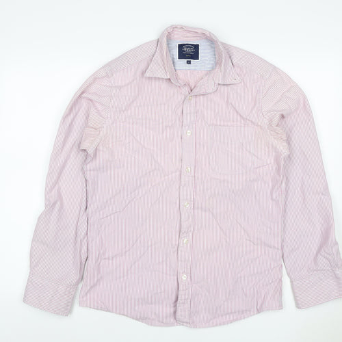 Charles Tyrwhitt Men Pink Stripe Slim Fit Cotton Shirt Size S