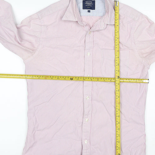 Charles Tyrwhitt Men Pink Stripe Slim Fit Cotton Shirt Size S