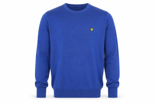 Lyle & Scott Men’s Blue L Cotton Crew Neck Logo Pullover Jumper