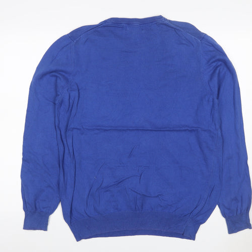 Lyle & Scott Men’s Blue L Cotton Crew Neck Logo Pullover Jumper