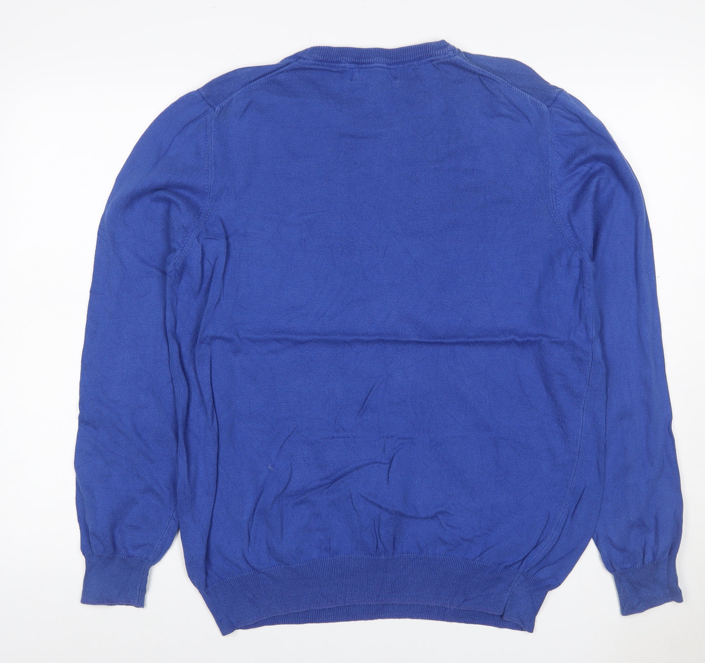 Lyle & Scott Men’s Blue L Cotton Crew Neck Logo Pullover Jumper