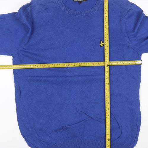 Lyle & Scott Men’s Blue L Cotton Crew Neck Logo Pullover Jumper