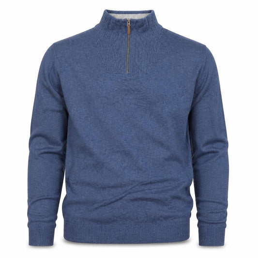 Fat Face Men’s Blue M 1/4 Zip High Neck Cotton Knit Jumper