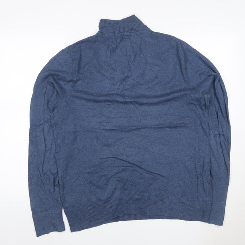 Fat Face Men’s Blue M 1/4 Zip High Neck Cotton Knit Jumper