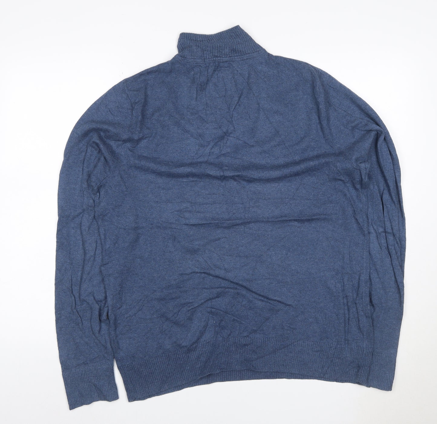 Fat Face Men’s Blue M 1/4 Zip High Neck Cotton Knit Jumper
