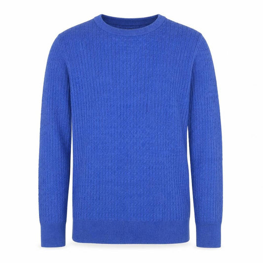Cynthia Rowley Unisex Blue M Merino Wool Cable Knit Crew Neck Jumper