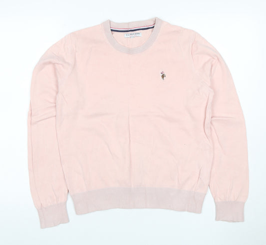 U.S. Polo Assn. Women’s Pink Cotton Logo Knit Jumper UK 14