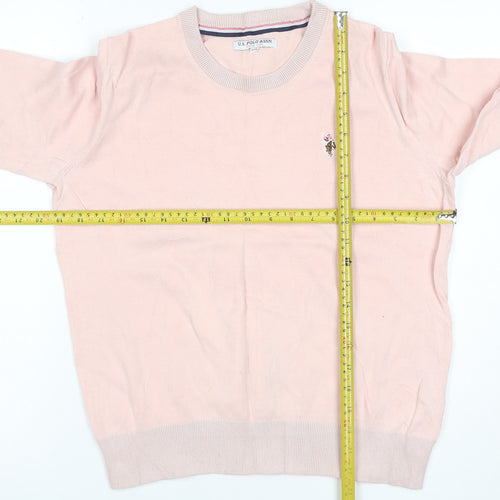 U.S. Polo Assn. Women’s Pink Cotton Logo Knit Jumper UK 14