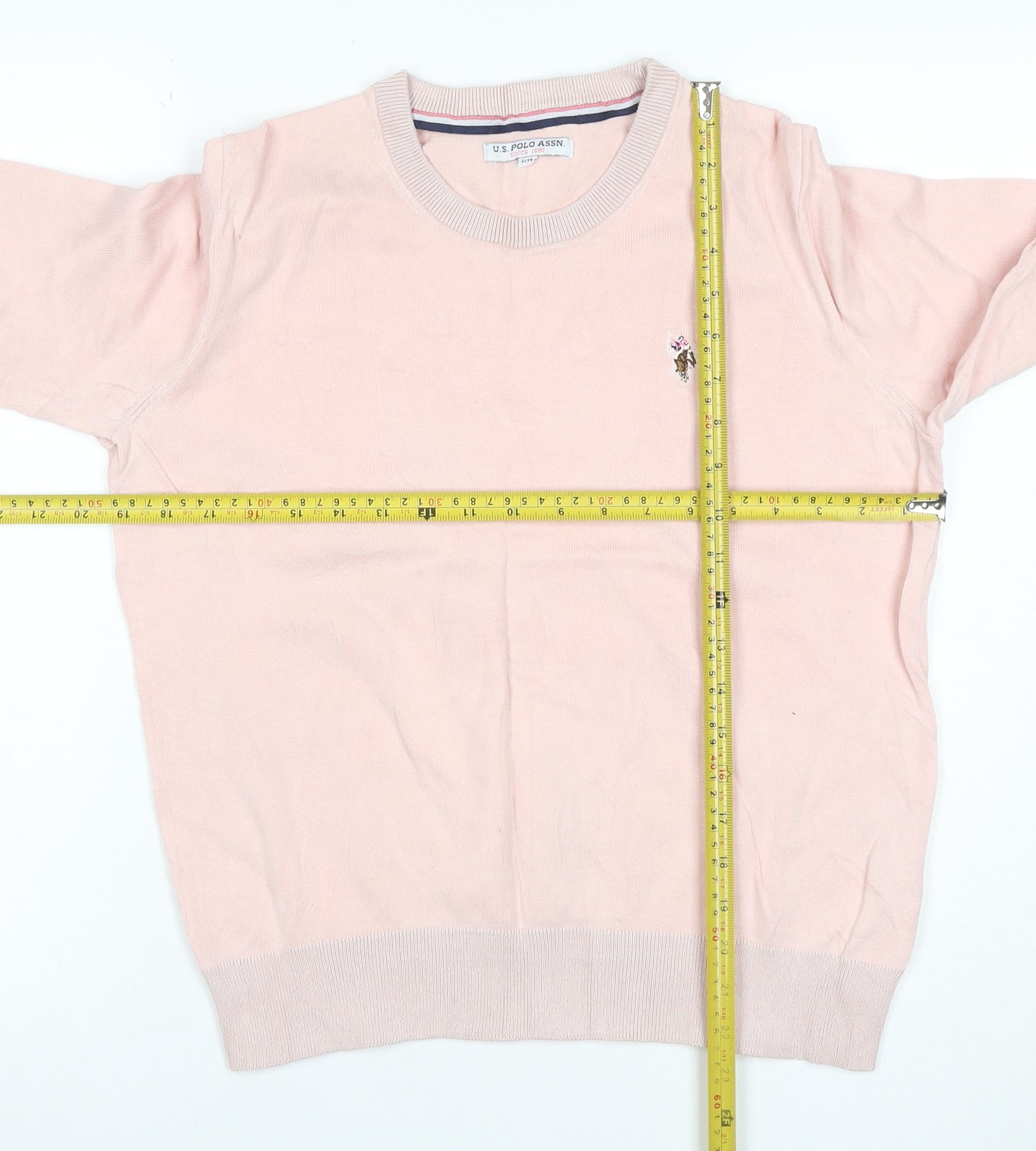 U.S. Polo Assn. Women’s Pink Cotton Logo Knit Jumper UK 14