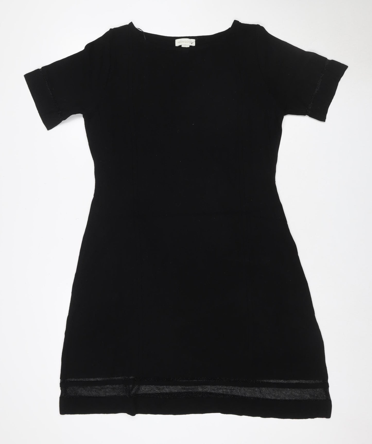 Monsoon Women Black UK 14 Knit Roll Neck Glitter Jumper Dress