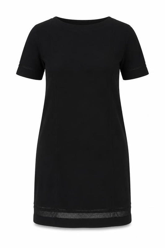 Front view of Monsoon Women Black UK 14 Knit Roll Neck Glitter Jumper Dress