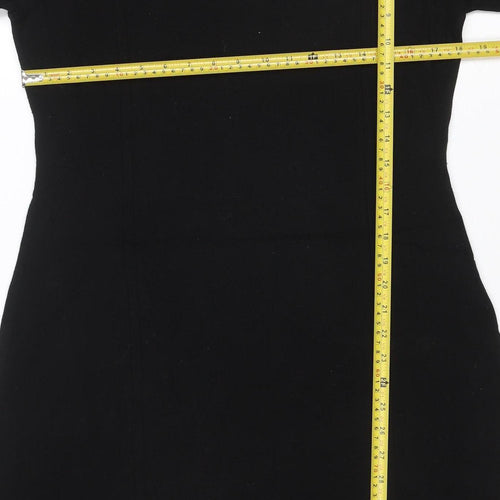 Monsoon Women Black UK 14 Knit Roll Neck Glitter Jumper Dress