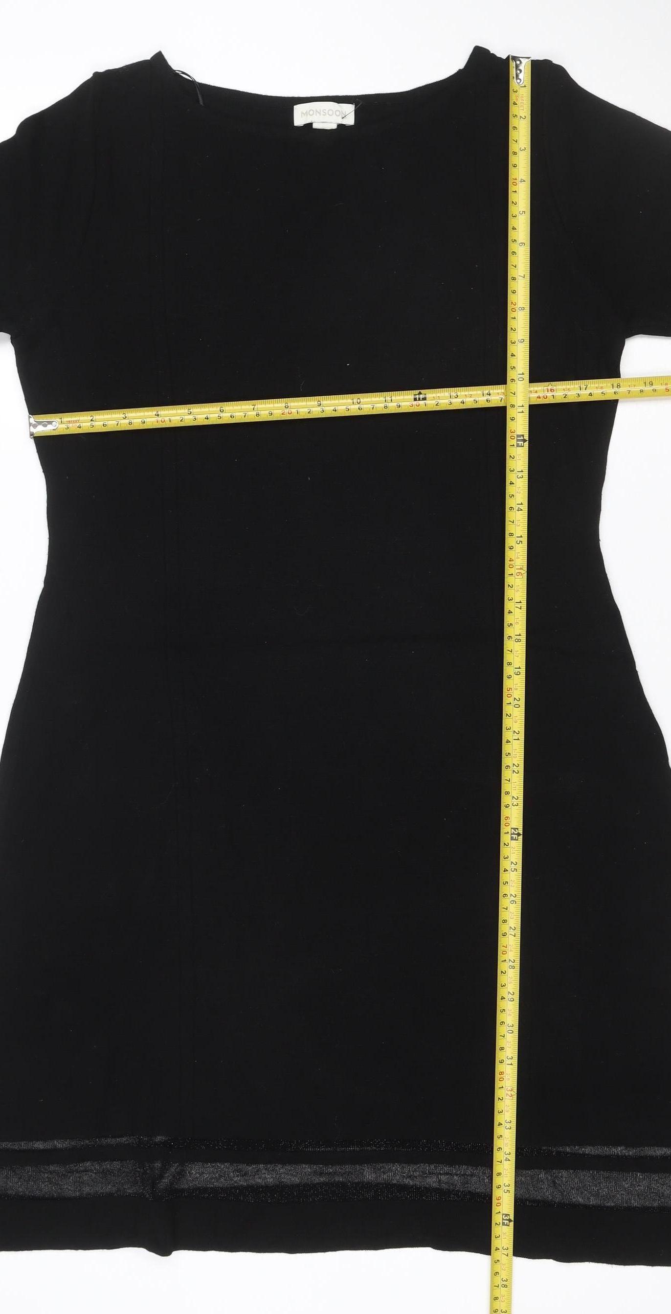 Monsoon Women Black UK 14 Knit Roll Neck Glitter Jumper Dress