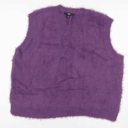 Vans Women’s Purple XS V-Neck Sleeveless Fuzzy Knit Jumper Vest