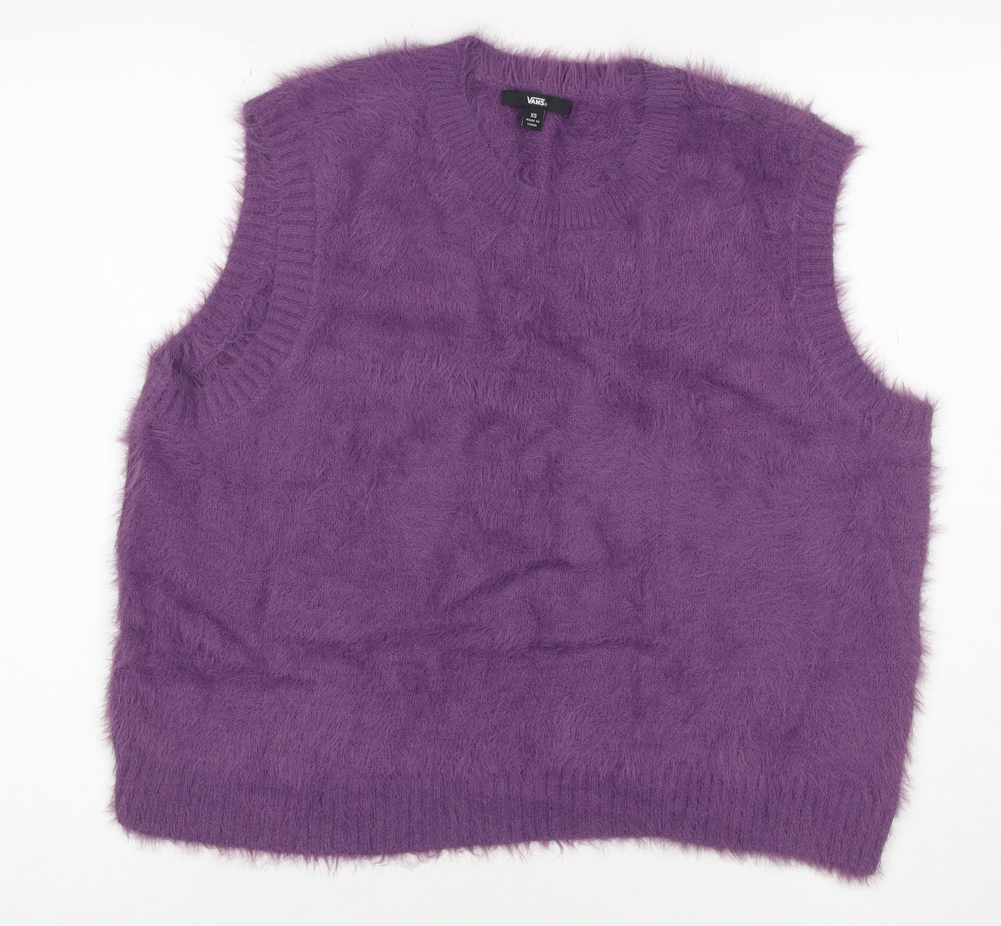 Vans Women’s Purple XS V-Neck Sleeveless Fuzzy Knit Jumper Vest