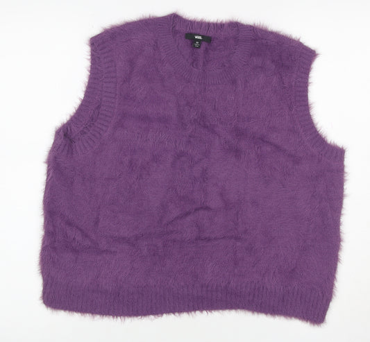Vans Women’s Purple XS V-Neck Sleeveless Fuzzy Knit Jumper Vest