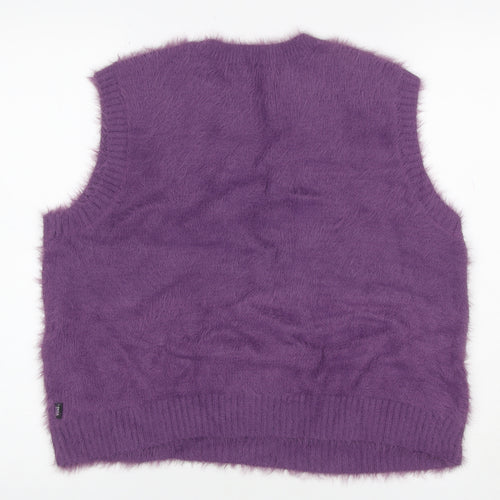 Vans Women’s Purple XS V-Neck Sleeveless Fuzzy Knit Jumper Vest