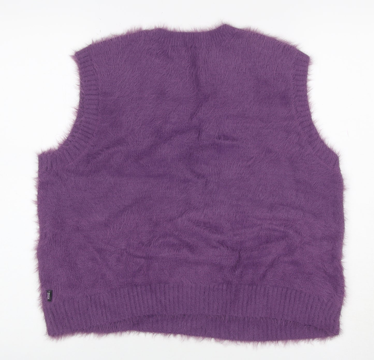 Vans Women’s Purple XS V-Neck Sleeveless Fuzzy Knit Jumper Vest