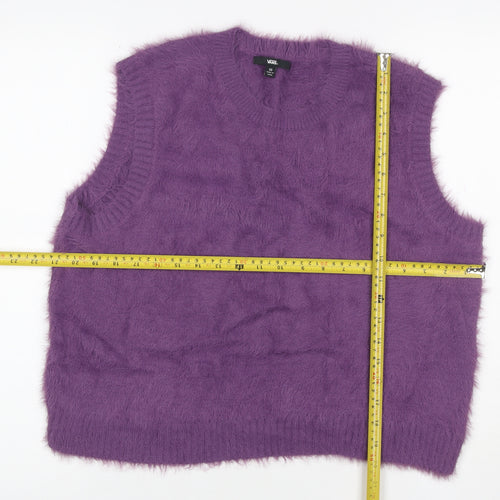 Vans Women’s Purple XS V-Neck Sleeveless Fuzzy Knit Jumper Vest