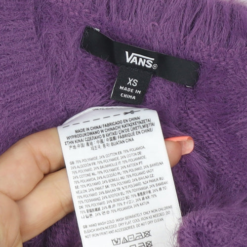 Vans Women’s Purple XS V-Neck Sleeveless Fuzzy Knit Jumper Vest