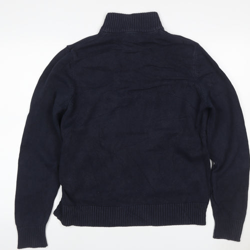 Crew Clothing Co. Men’s Blue M Cotton High Neck Henley Jumper