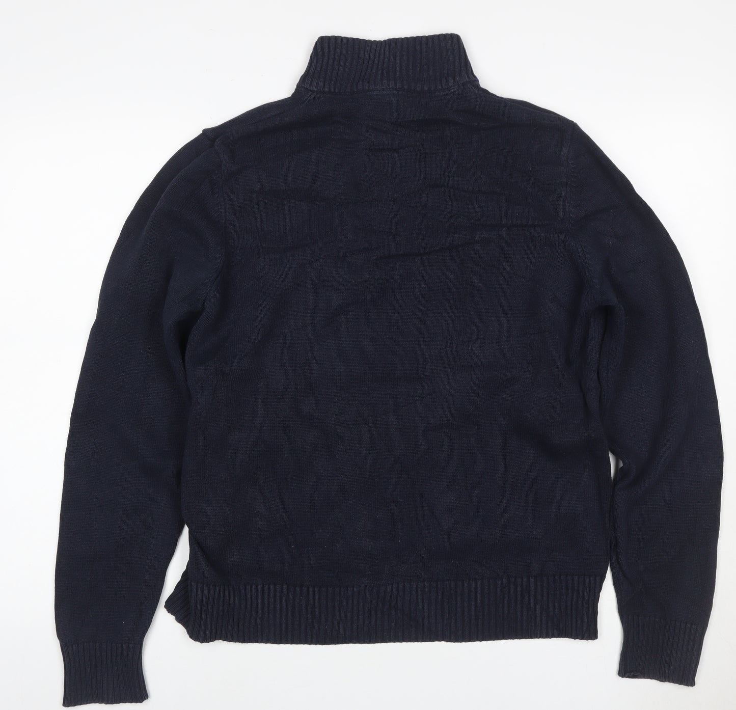 Crew Clothing Co. Men’s Blue M Cotton High Neck Henley Jumper