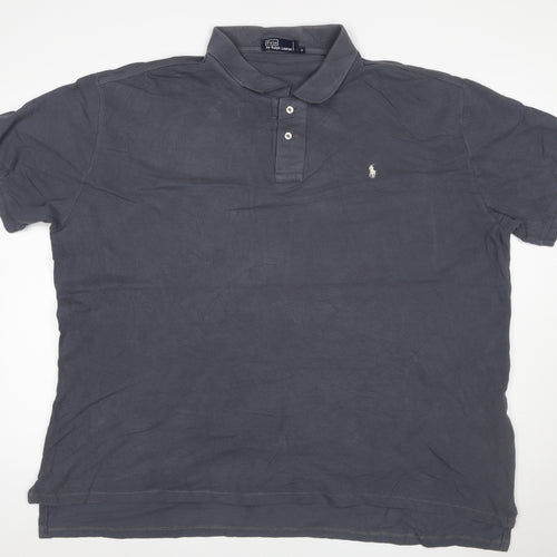 Ralph Lauren Mens Grey Cotton Logo Short Sleeve Polo Shirt L