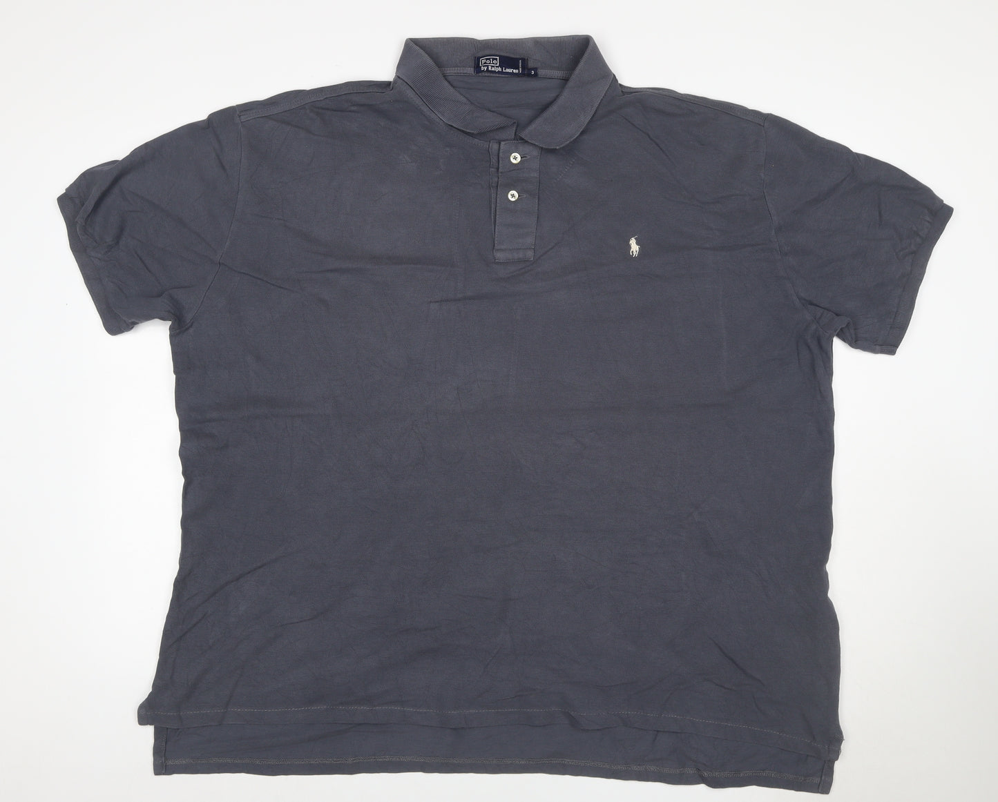 Ralph Lauren Mens Grey Cotton Logo Short Sleeve Polo Shirt L