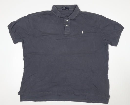 Ralph Lauren Mens Grey Cotton Logo Short Sleeve Polo Shirt L