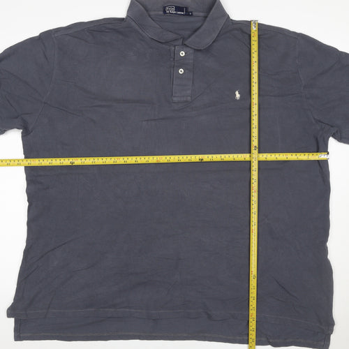 Ralph Lauren Mens Grey Cotton Logo Short Sleeve Polo Shirt L