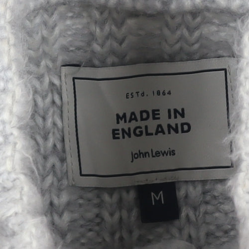 John Lewis Men Grey M Chunky Knit High Neck Button Henley Jumper