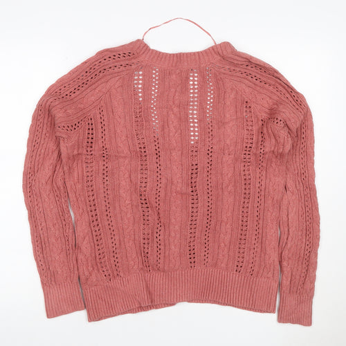 Fat Face Women’s Pink UK 12 Cable Knit V-Neck Cardigan