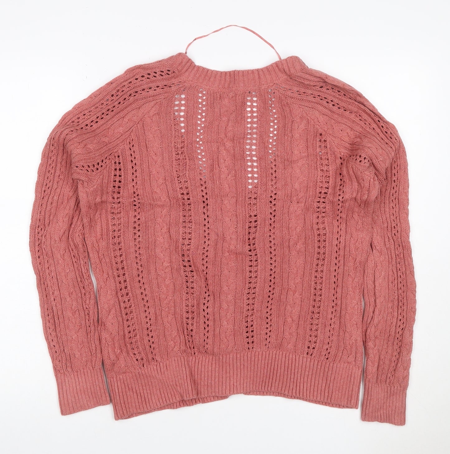 Fat Face Women’s Pink UK 12 Cable Knit V-Neck Cardigan