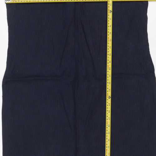 Jaeger Women Blue UK 14 Linen Sleeveless Shift Midi Dress