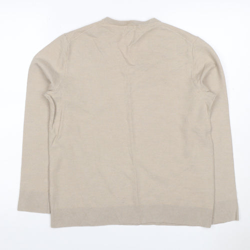 Polo Ralph Lauren Men’s Beige L Slim Fit Cashmere Wool V-Neck Jumper