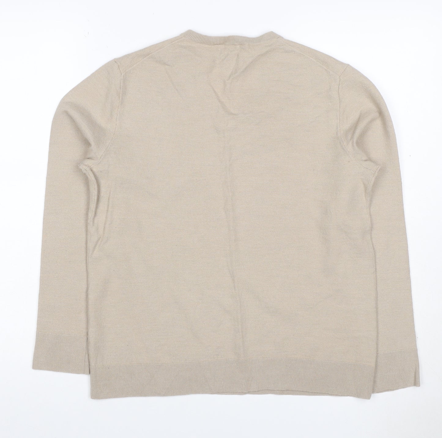 Polo Ralph Lauren Men’s Beige L Slim Fit Cashmere Wool V-Neck Jumper